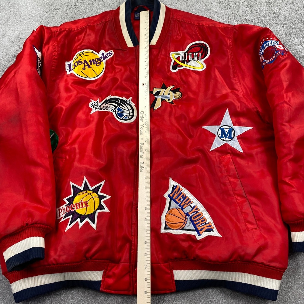 VTG 2003 NBA Basketball All Star Red Bomber Jacket 2XL Patches Los Angeles Miami - Picture 6 of 9